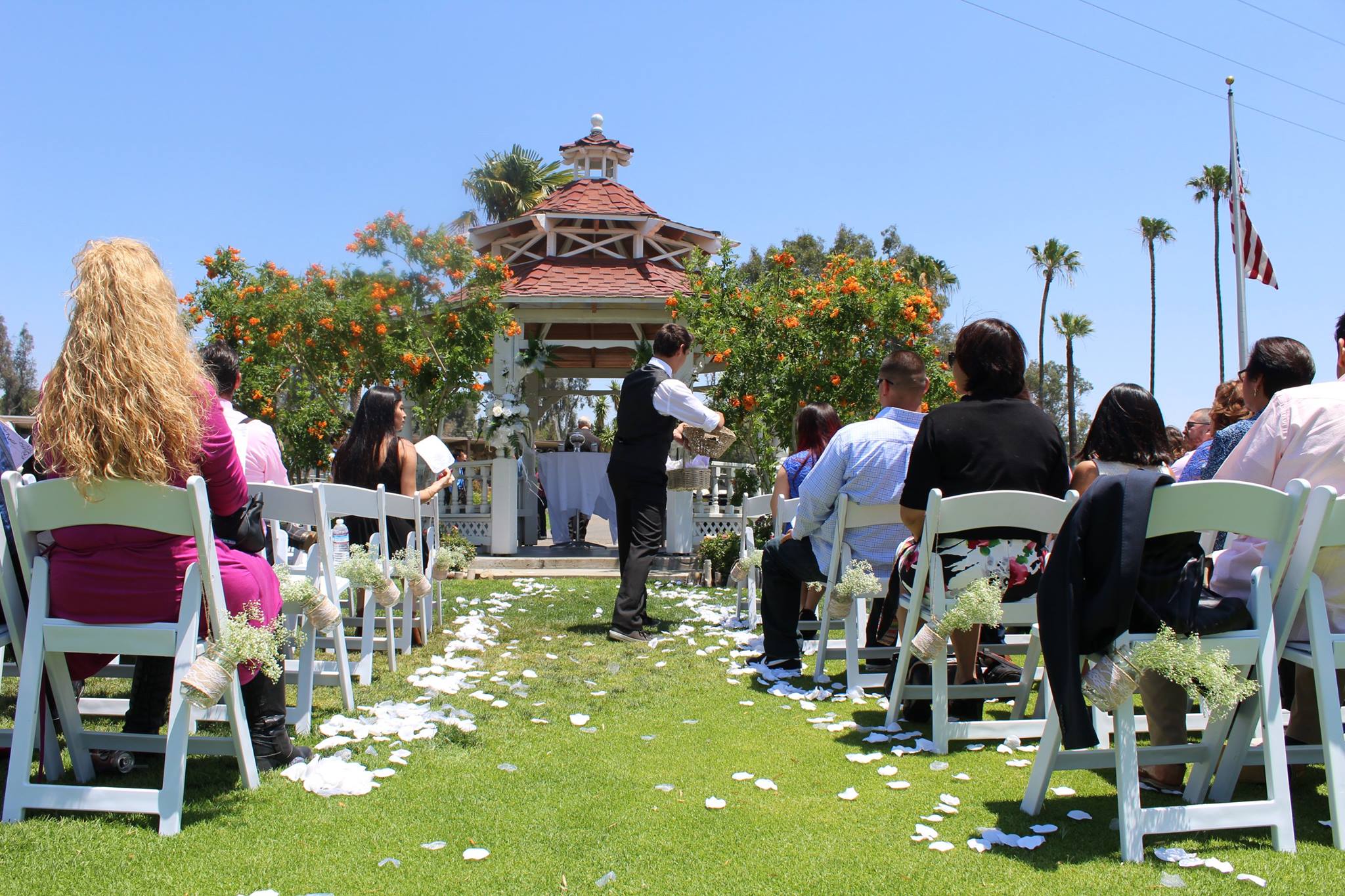 Wedding aisle for ceremony at golf course